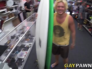 Blonde muscle surfer dude needs cash