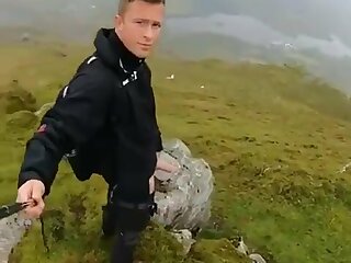 Hiker showing off his big dick on top of a hill