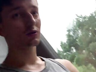 Jerking off and cumming on the train