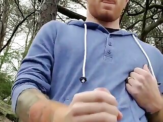 I LOVE JERKING MY BIG COCK OUTDOORS