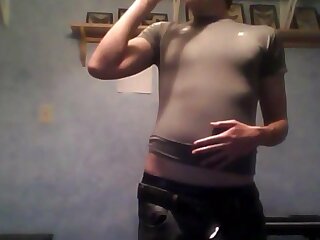 A beautiful boy puffing out his belly