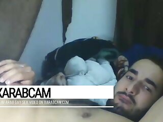 Hot sexy arab jerk cum in own mouth