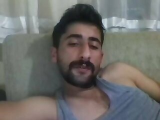 Bearded hairy man solo jerk off