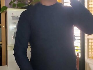 Strokes cock and shoots cum