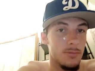 White guy jerks off on the toilet and shoots his cum load while in the bathroom