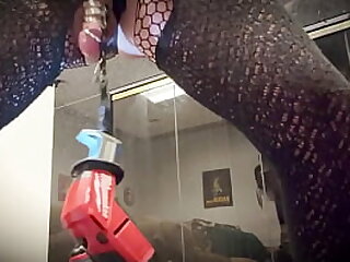 Jett Hoover masturbates with power tool, so excited she is not sure if she was pissing or cumming, seemed like a combination of both!