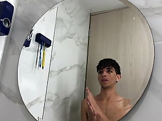 CUTE LATIN BOY SHOWS HIS BIG DICK IN HIS ROOM