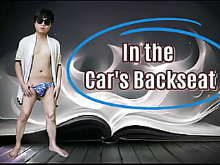 A young guy suck his matured man friend at the backseat of the car and swallowed his cum