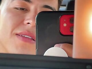 Hot Marine in his car showing off his good looks.