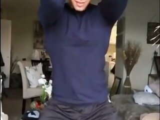 A handsome lad dancing and two guys jerking off