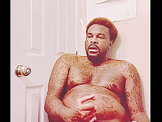 Solo male with daddy bod & too many tattoos strokes his cock before a hot date