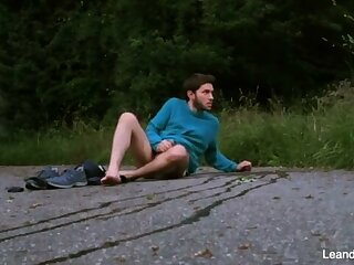 Caught taking a piss and jerking off outdoors