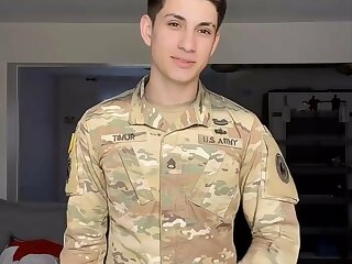 Watch this cute military twink in uniform.