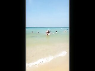 Bodybuilder seaside