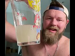 Tall Hunk Fills a Glass With Load After Load of Sperm