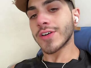 Horny fucker enjoys the scent of his big uncut cock