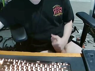 He was jerking off for some time until releasing a big loads of cum